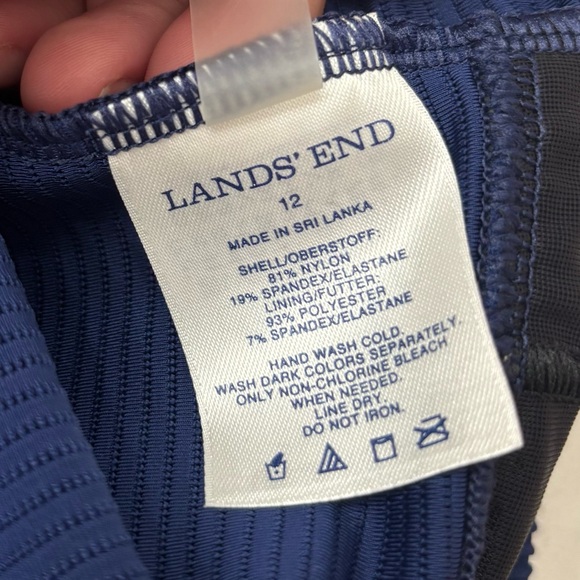 Women’s 16 Lands’ End Ribbed Tankini Swim Top, Navy - Picture 5 of 5